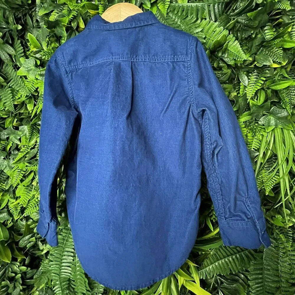 BABY GAP Boys Shirt Size 5‎ Years Blue Button Long Sleeve Corduroy Design 0858